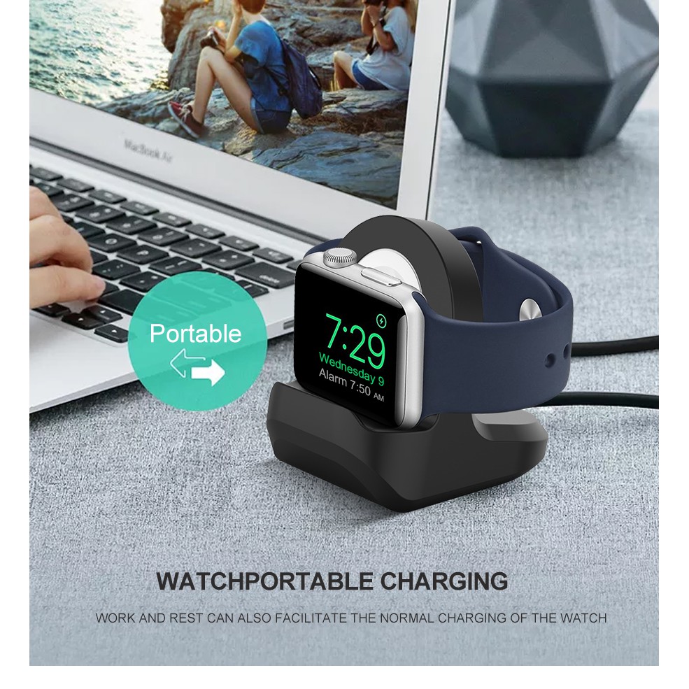 Đế Sạc Bằng Silicone Cho Đồng Hồ Thông Minh Apple Watch Series 2 3 4 5 6 38 40 42 44mm