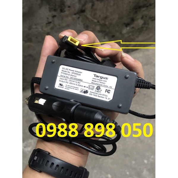 sạc máy tính lenovo trên oto (tẩu xe 12v sang sạc lenovo 20v chân vuông)