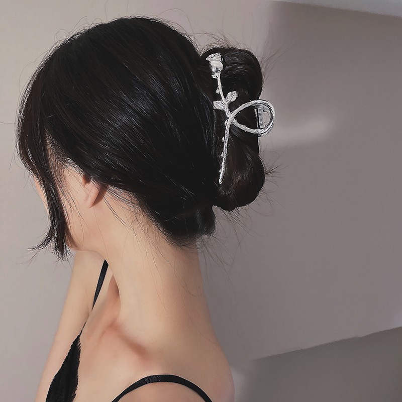 Kẹp Tóc Kim Loại Cỡ Lớn Hình Hoa Hồng Thanh Lịch Phong Cách Hàn Quốc Cho Nữ