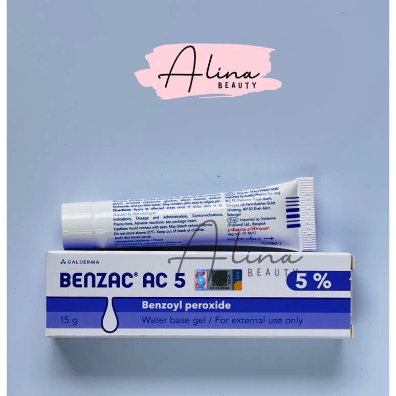 Benzac AC 5% - Kem chấm mụn, giảm mụn Benzac Benzoyl Peroxide 5% Thái Lan 15g