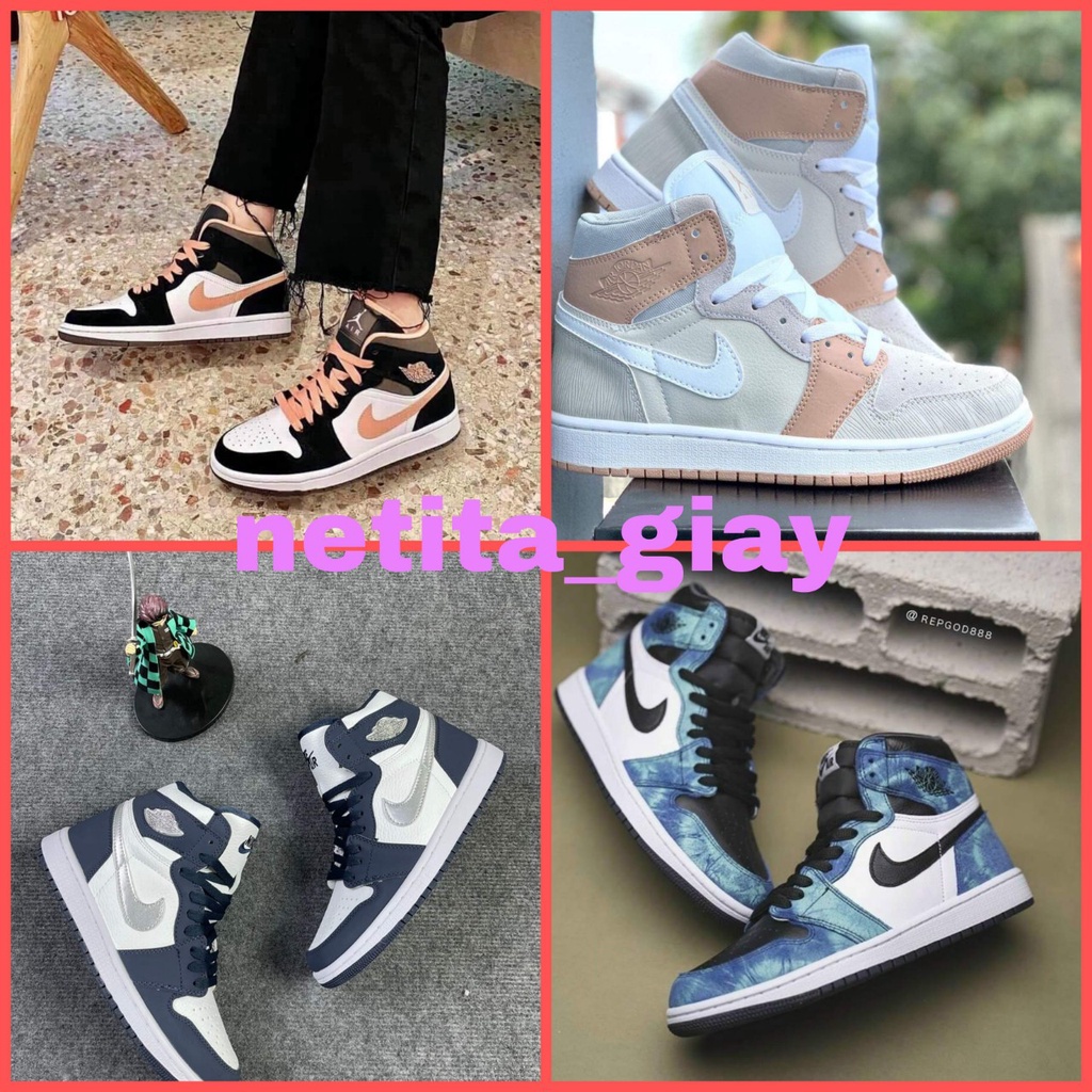 Giày 𝐉d Cổ cao🏆FREESHIP🏆Giày sneaker panda xanh than, cam đào, loang nước biển, milan cao cổ full box nam nữ