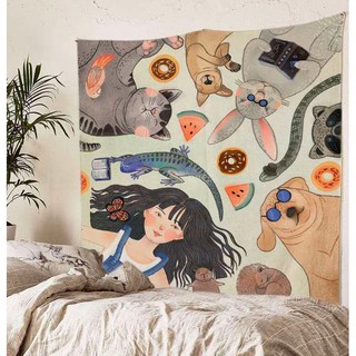 Tranh vải Cô gái Mèo - Décor nhà Sò