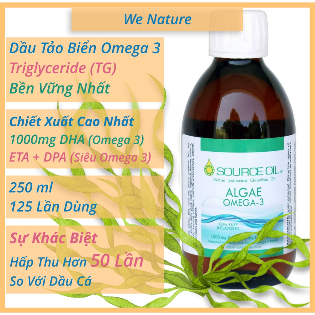 Dầu Tảo Biển Omega_3 Triglyceride 250ml Algae Oil Shopee Việt Nam