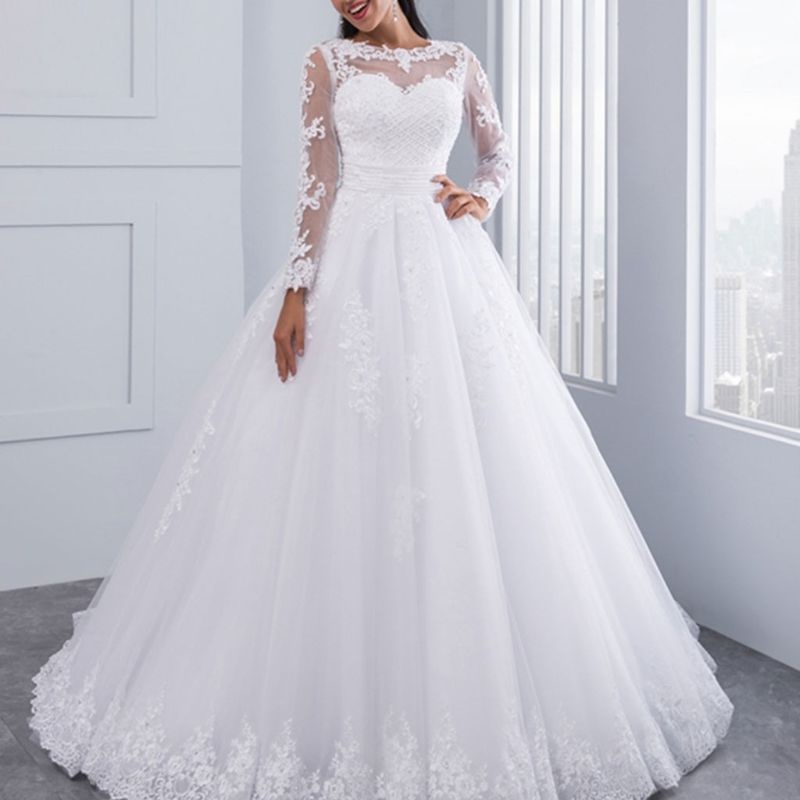 Đầm Cưới 3 Vòng 1 Lớp Phối Lưới Thiết Kế Xinh Xắn Cho Cô Dâu