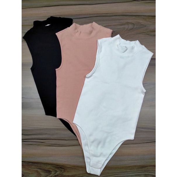 [2058] Bodysuit RESERV€D cổ lọ sát nách trắng/hồng/đen VNXK