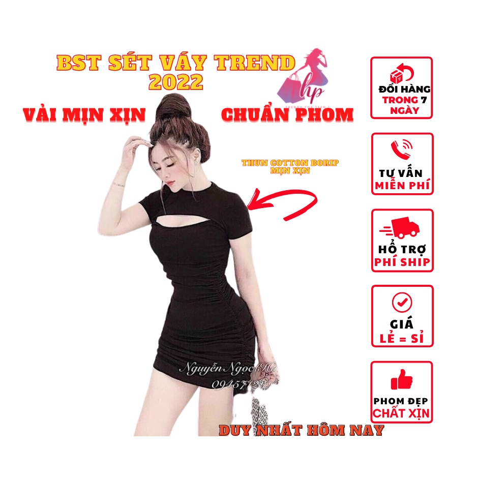 Đầm Ôm Body Nữ Tay Ngắn Rút Dây Xẻ Ngực Mẫu Mới - Hàng Có Sẵn bán giá sỉ