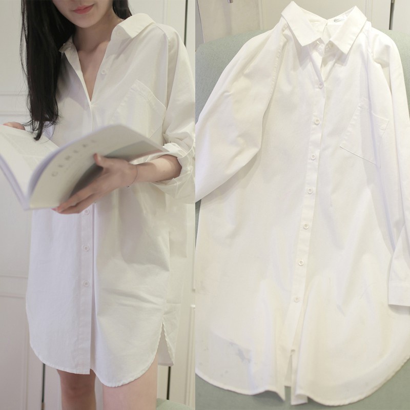 Áo Sơ Mi Tay Dài Dáng Rộng Cài Nút Phong Cách Hàn Quốc Thời Trang Quyến Rũ Cho Nữ