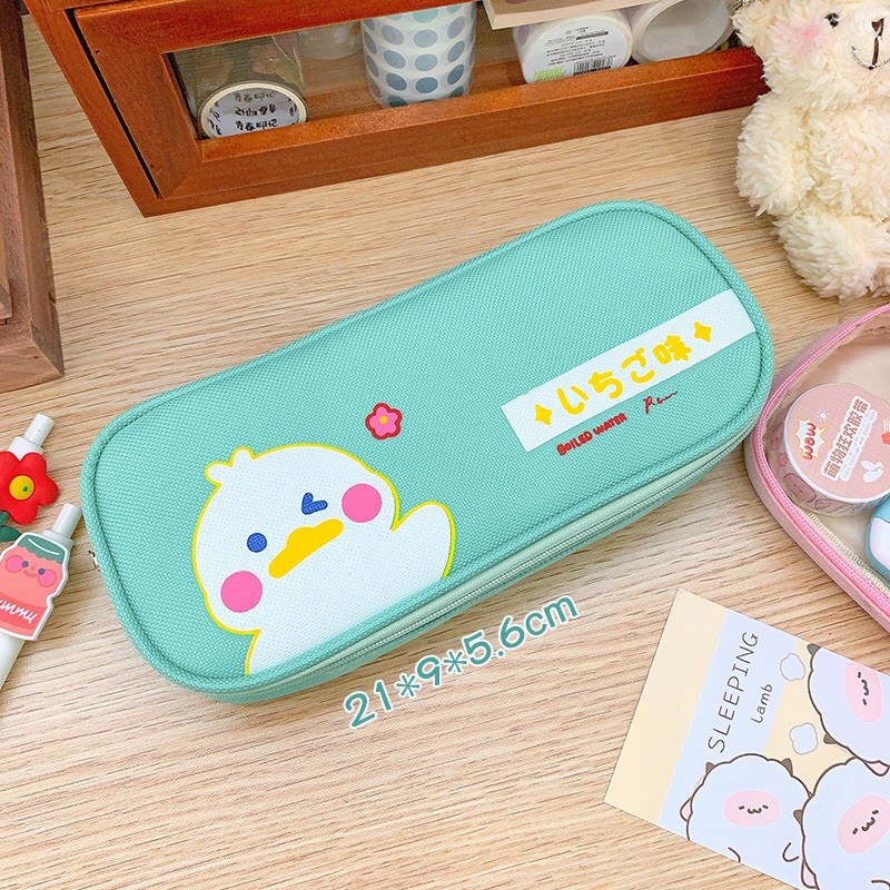 Ví/bóp đựng bút hình gấu/ vịt dễ thương chất liệu vải canvas mềm mãi dễ làm sạch