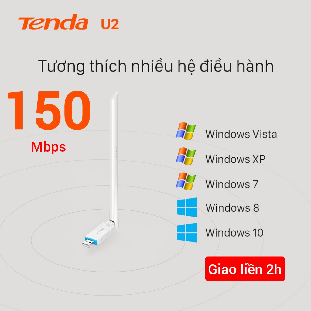 USB WiFi Tenda U2 150Mb 2.4G - U10 5G 600Mb hút sóng kích WiFi cho PC máy bàn chơi gaming làm việc