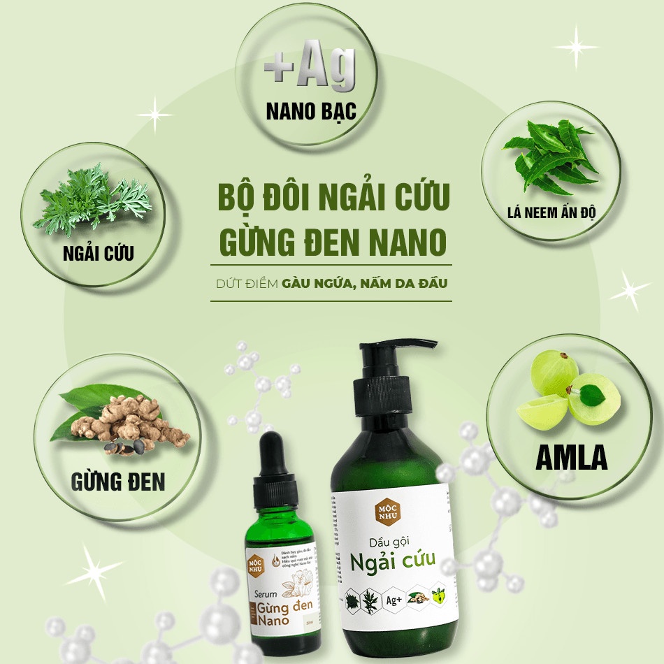 Serum Gừng Đen Nano Mộc Nhu 30ml Cho Tóc Gàu Ngứa và Nấm Da Đầu