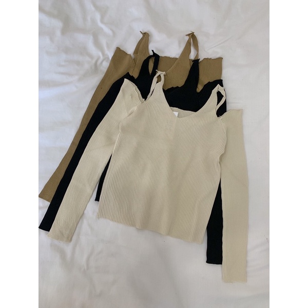 Áo trễ vai len tăm 532