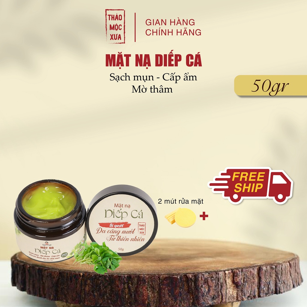 Mặt Nạ Diếp Cá giúp giảm mụn, cấp ẩm chuyên sâu và điều tiết dầu nhờn Thảo Mộc Xưa 50gr