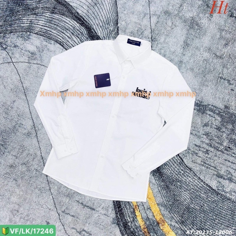 Áo sơ mi dài tay chữ vui tươi! 2 dòng H2A668