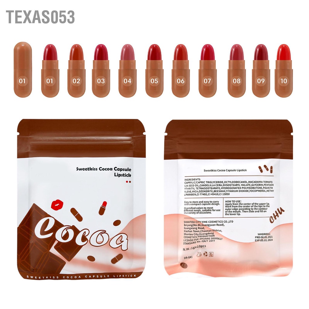 Texas053 Mini Matte Lipstick Set Phụ nữ Trang điểm Lâu dài Viên nén Son môi Sắc tố Mỹ phẩm Quà tặng sinh nhật