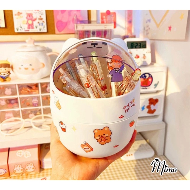 Thùng rác mini để bàn cute hình mèo nắp lật trang trí bàn làm việc, bàn trang điểm đựng mỹ phẩm, bút...