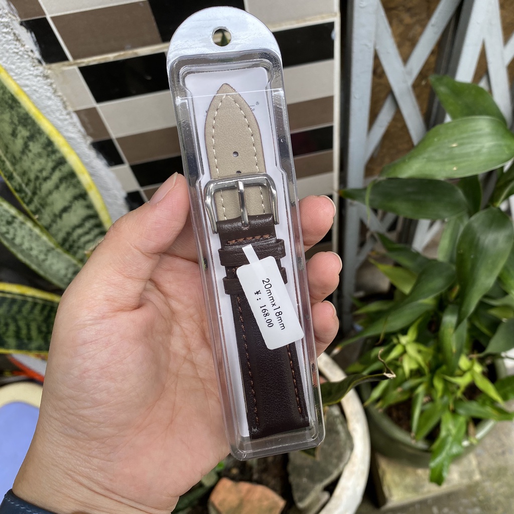 [HÀNG NHẬP] Dây Da Đồng Hồ Da Bò mặt cật  Mềm mại chống thấm nước BO-34 nhiều size 12 14 16 18 20 22 24mm
