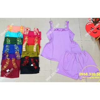 Đồ bộ thun lạnh mặc nhà phối bèo quai ren