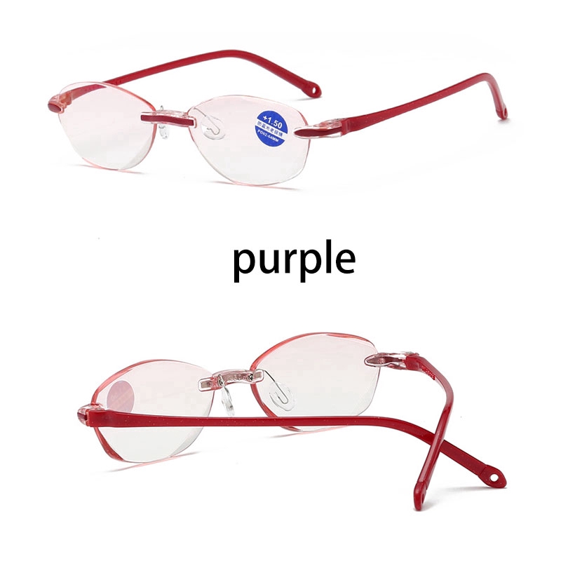 PLUS (+100°~+400°）Reading Glasses Anti-radiation &amp; blue light Rimless Women Men