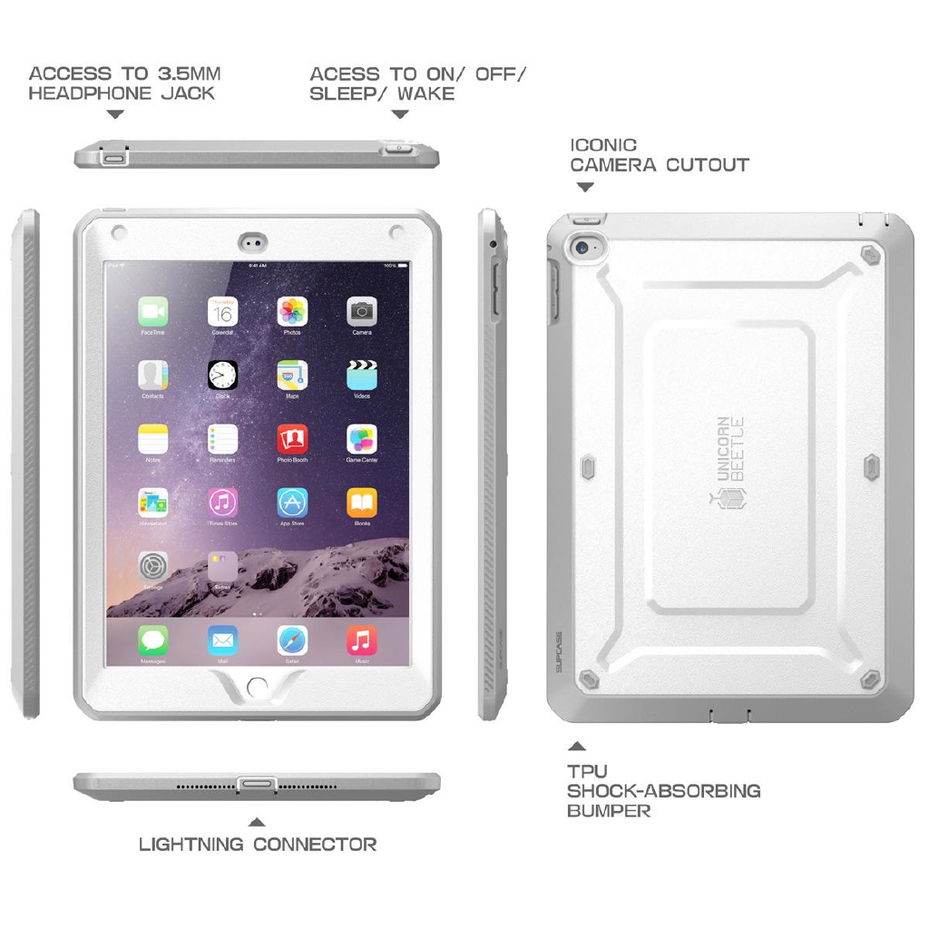 Ốp bảo vệ SUPCASE có miếng dán màn hình chống va đập thích hợp cho iPad Air 2