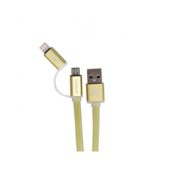 Cáp Sạc Remax 2 IN 1 Cable Aurora RC-020t (Lightning, Micro) - Hàng Chính Hãng