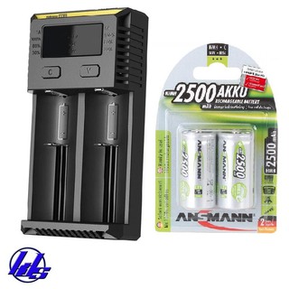 COMBO 2 PIN SẠC TRUNG C ANSMANN 2500MAH + BỘ SẠC PIN NITECORE NEW I2