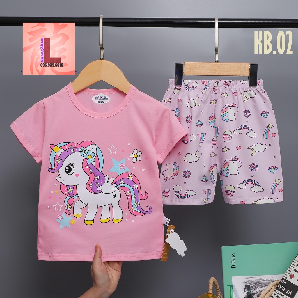 Bộ Quần Áo Tay Ngắn Bé Gái ,Chất Cotton Thoáng Mát Mềm Mịn Cho Bé Gái từ 16-29kg(3-5 Tuổi)