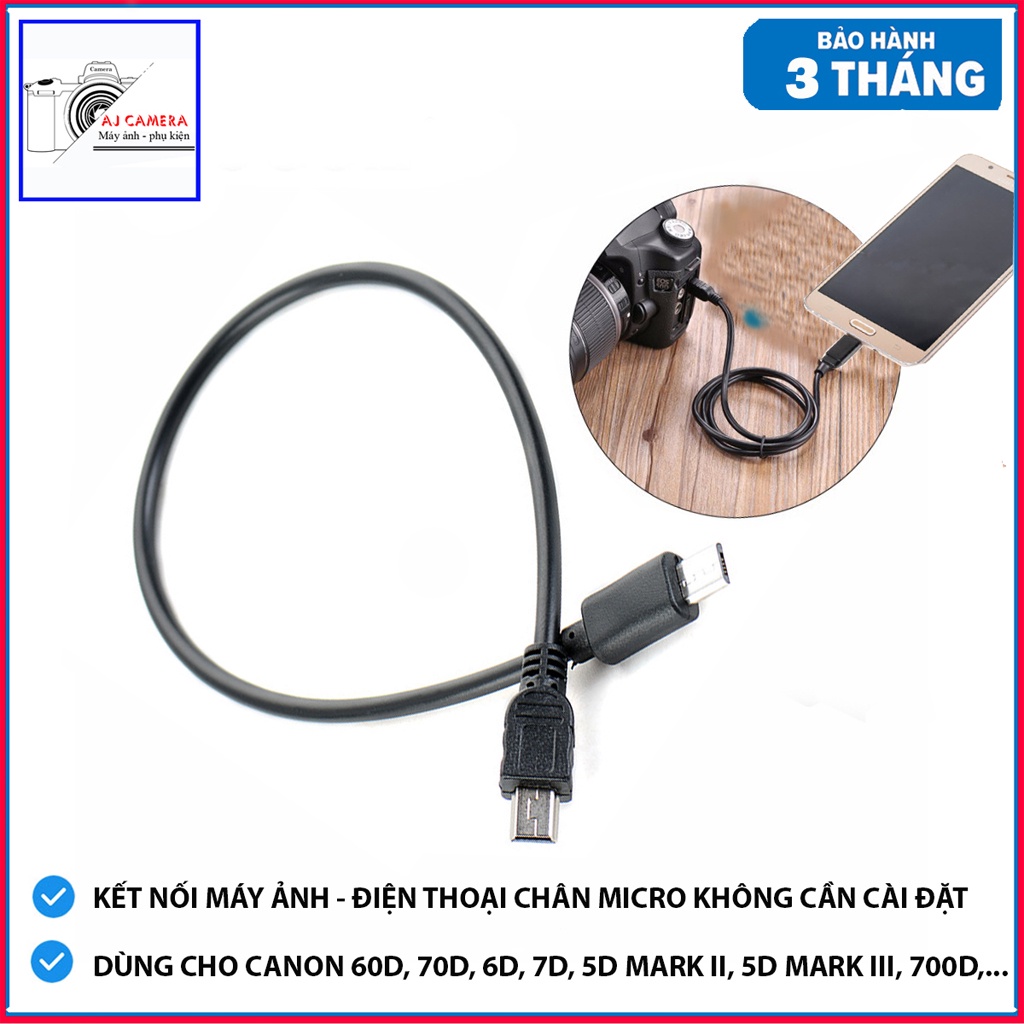 Dây Cáp Kết Nối Máy Ảnh Canon Với Điện Thoại Chân Micro Loại Tốt Dành Cho CANON 60D, 70D, 6D, 7D, 5D MARK II, 5D MARK II