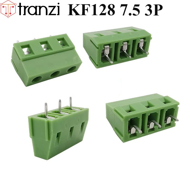 Cầu đấu 7.5mm KF128 7.5 3P chân cắm thẳng xanh - túi 10 cái