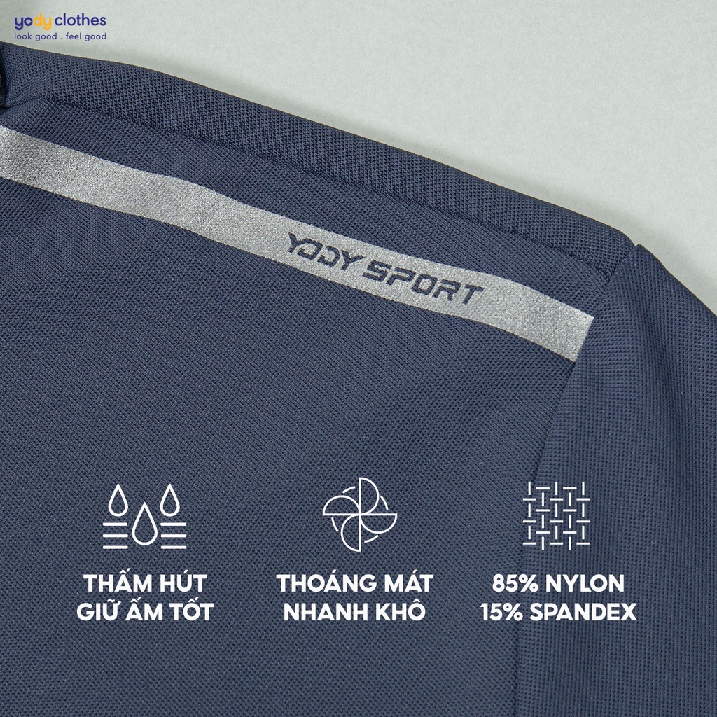 Áo polo thể thao nam YODY vải Airy Cool Basic mềm mịn, nhanh khô, thâm hút mồ hôi tốt SAM5007