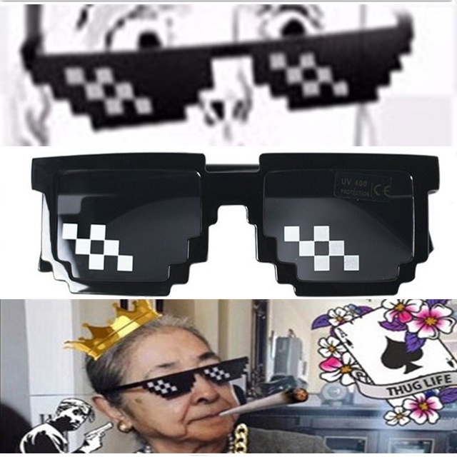 ✨spot✨Kính mát phong cách Minecraft 8 bit,Kính râm Minecraft Người lớn Trẻ em 8 Bit MLG Kính râm có điểm ảnh Khảm kính Cổ điển,Mắt kính hài hước dùng trong chụp ảnh Gemgem Mosaic kính khảm