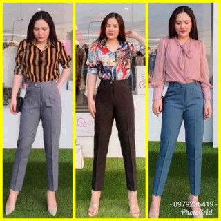Quần baggy nữ, quần công sở mango lên form tôn dáng