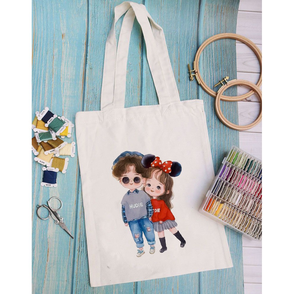 TÚI TOTE VẢI CANVAS CẶP ĐÔI ĐÁNG YÊU