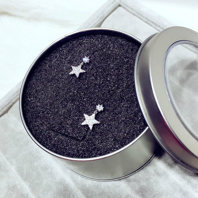 Khuyên tai đính đá tạo hình sao đơn giản lung la lung linh