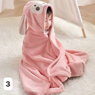 Áo choàng tắm cho bé, khăn tắm có mũ hình thú bông mềm mại Kích thước 70*140cm ,, khăn choàng cho bé khi đi ra ngoài