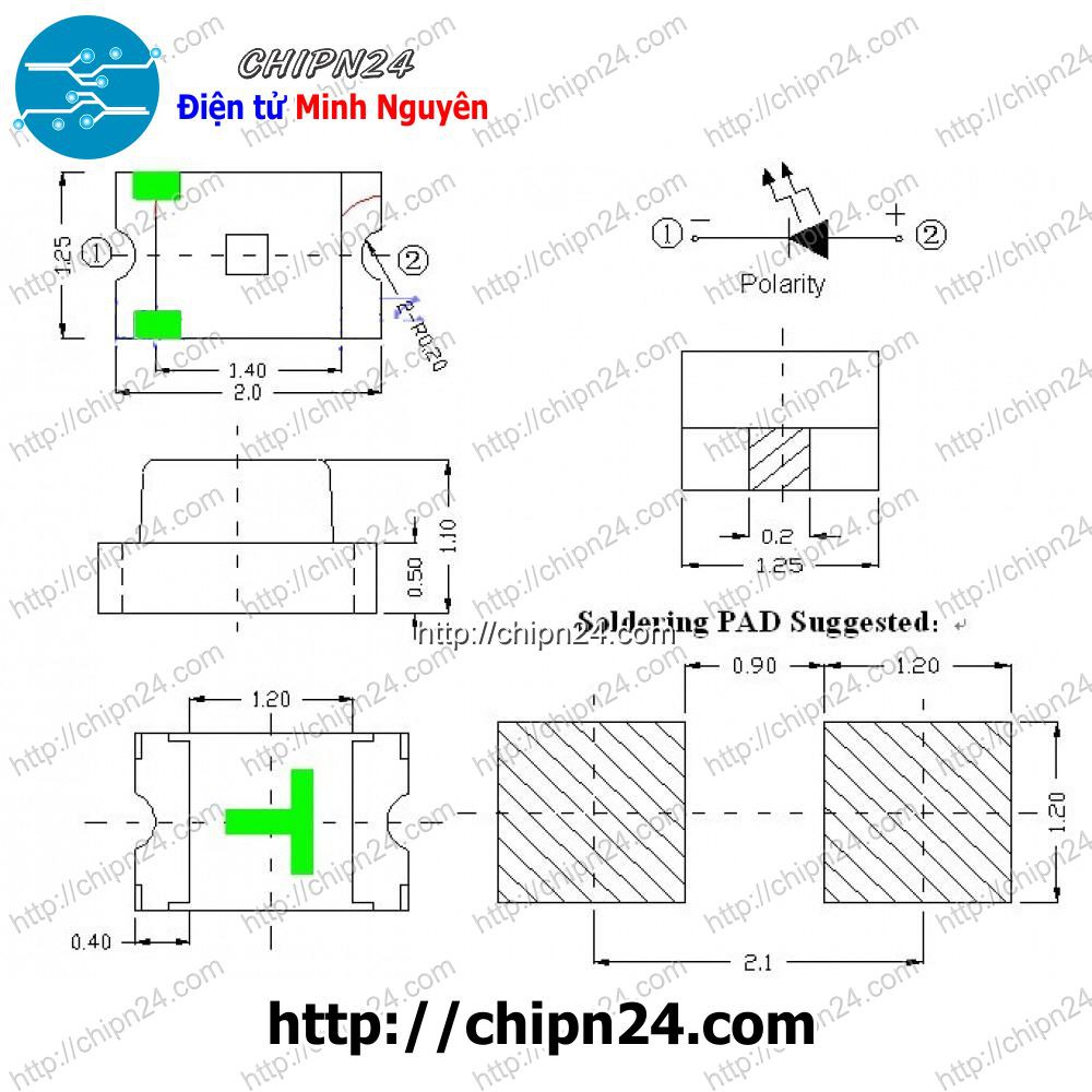 [25 CON] Led dán SMD 0805 (Đỏ/Vàng/Xanh/Trắng/Cam) - [Chọn Màu]