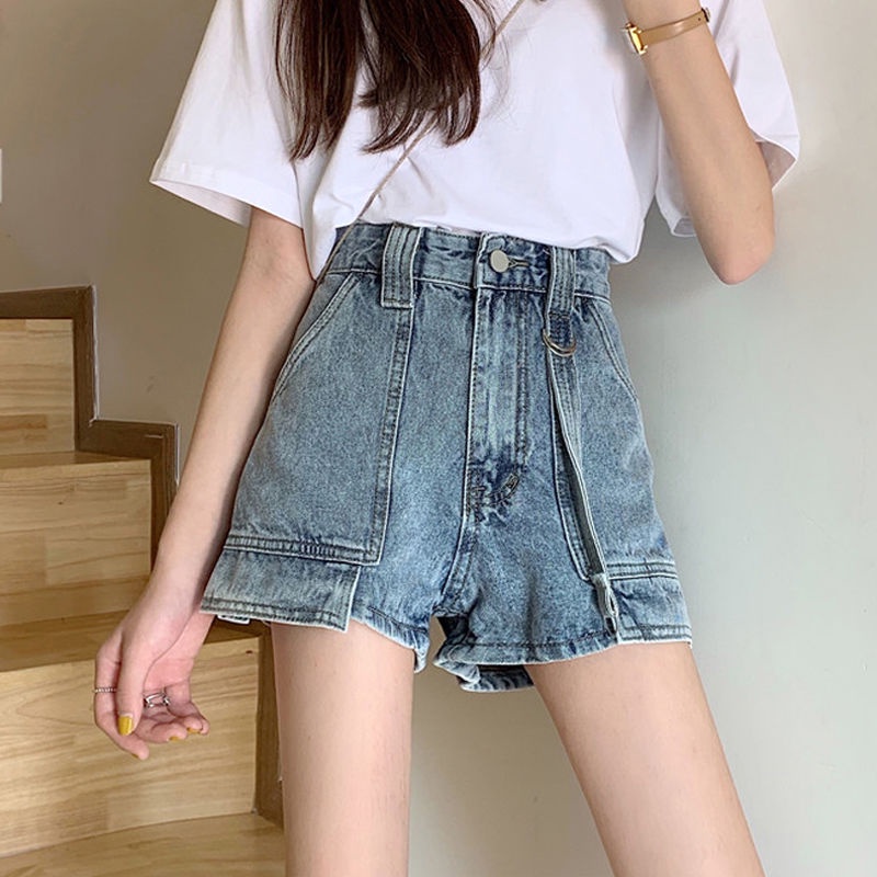 Quần Short Lưng Cao Ống Rộng Phong Cách Vintage Cho Nữ