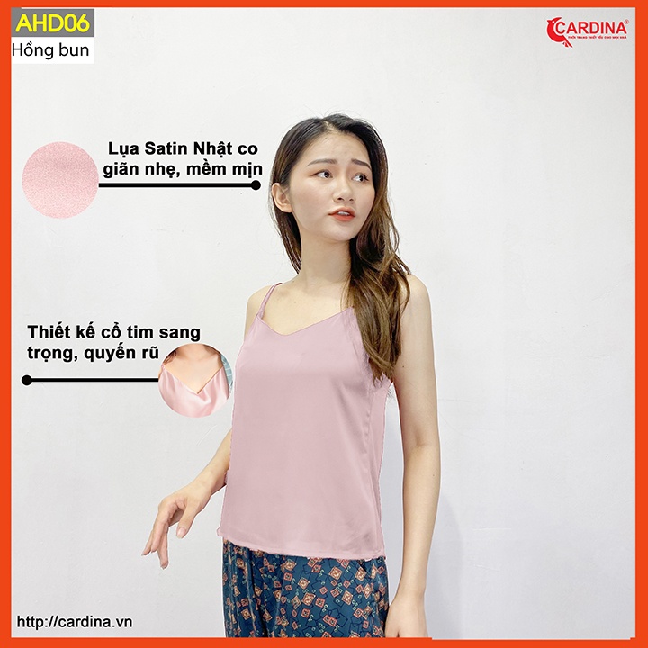Áo 2 dây CARDINA chất lụa satin Nhật cao cấp mềm mại thanh lịch AHD.