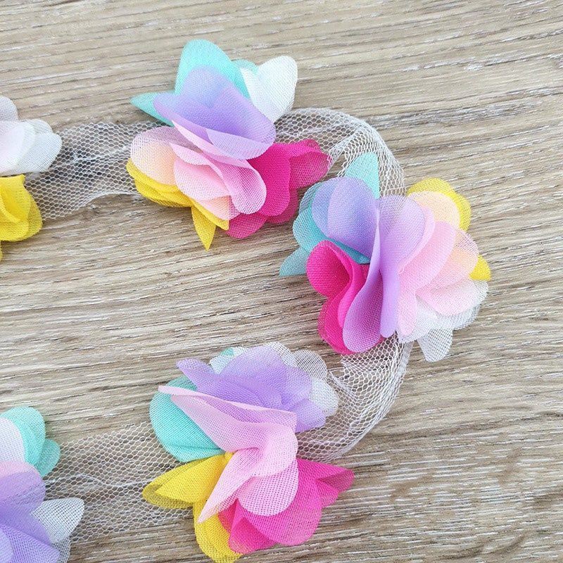 Set 60 Dây Ruy Băng Vải Voan Phối Ren Nhiều Màu 50mm Dùng Trang Trí Quà Tặng