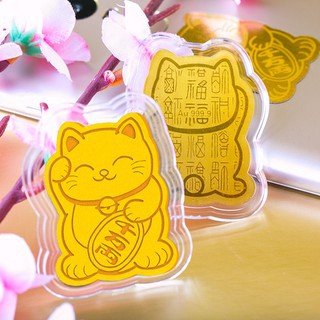 combo 2 miếng dán 24k Trâu vàng may mắn, mèo thần tài, chiêu tài lộc, may mắn để trong ví, ốp điện thoại cực xinh