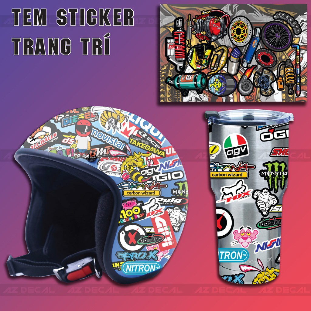 Tem Sticker Chủ Đề Đồ Chơi Xe Thái 01 - Trang Trí Xe Máy, Xe Điện, Mũ Bảo Hiểm