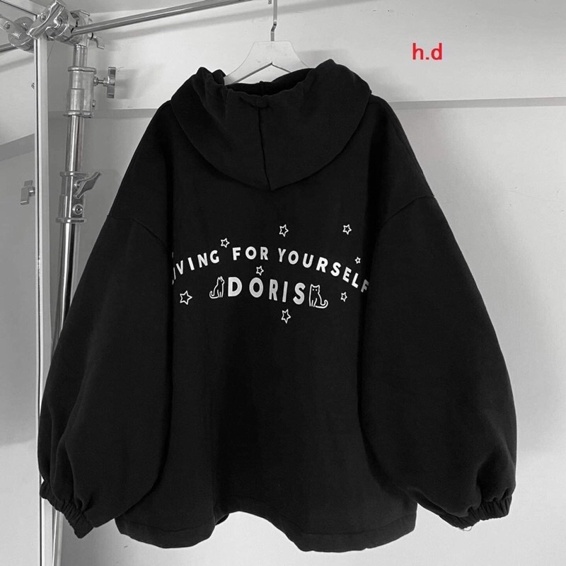 Áo khoác hoodie dây kéo chun tay form rộng Dorri UlzzangHodie nữ vải nỉ chất đẹp