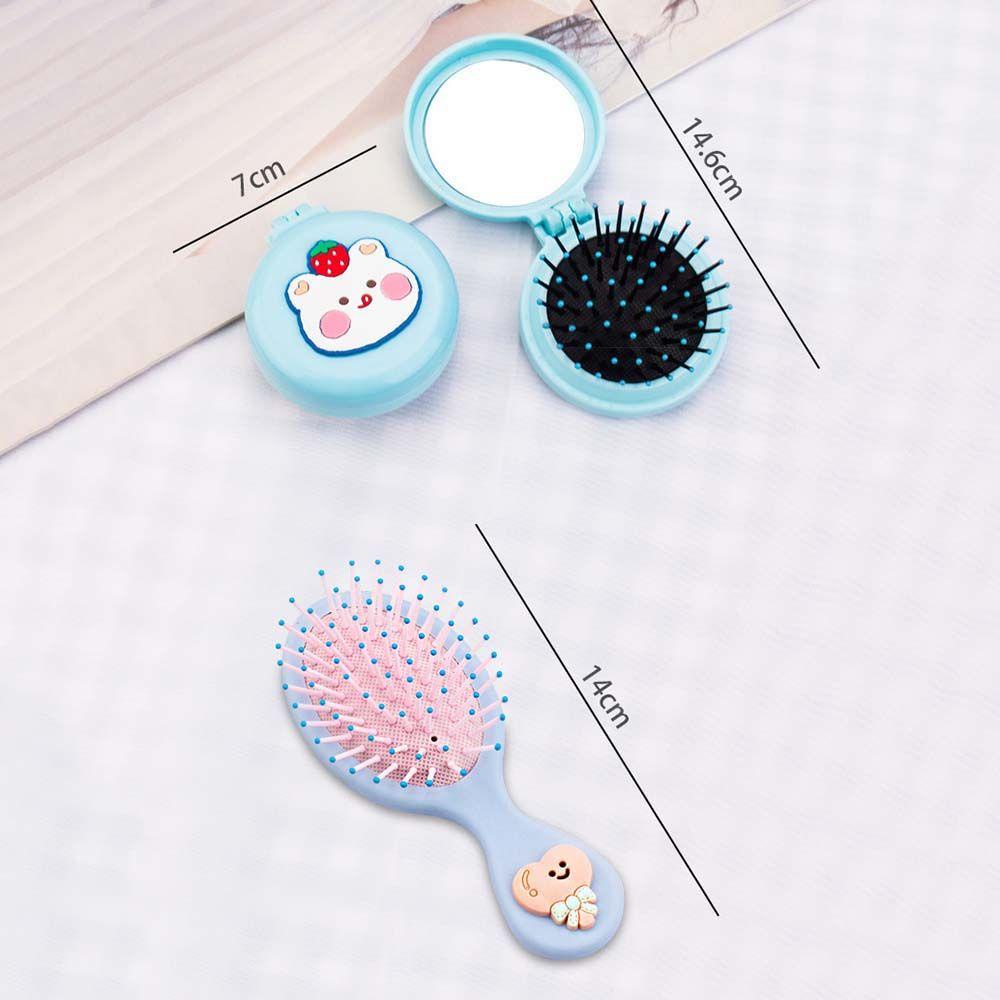 Lược Chải Tóc Mát Xa Da Đầu Kèm Gương Tròn Mini Gấp Gọn Tiện Lợi