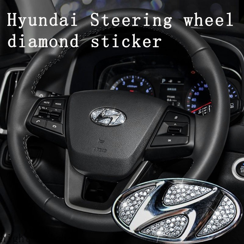 Miếng dán trang trí vô lăng đính đá dành cho xe hơi Hyundai Elantra Grand Starex Santa Fe Sonata Tucson Matrix Accent
