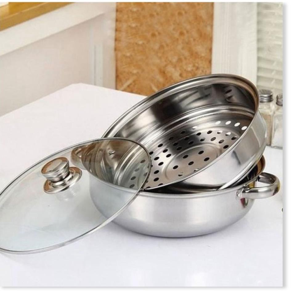 [Xả Kho]Nồi hấp inox 2 tầng POT size 28cm