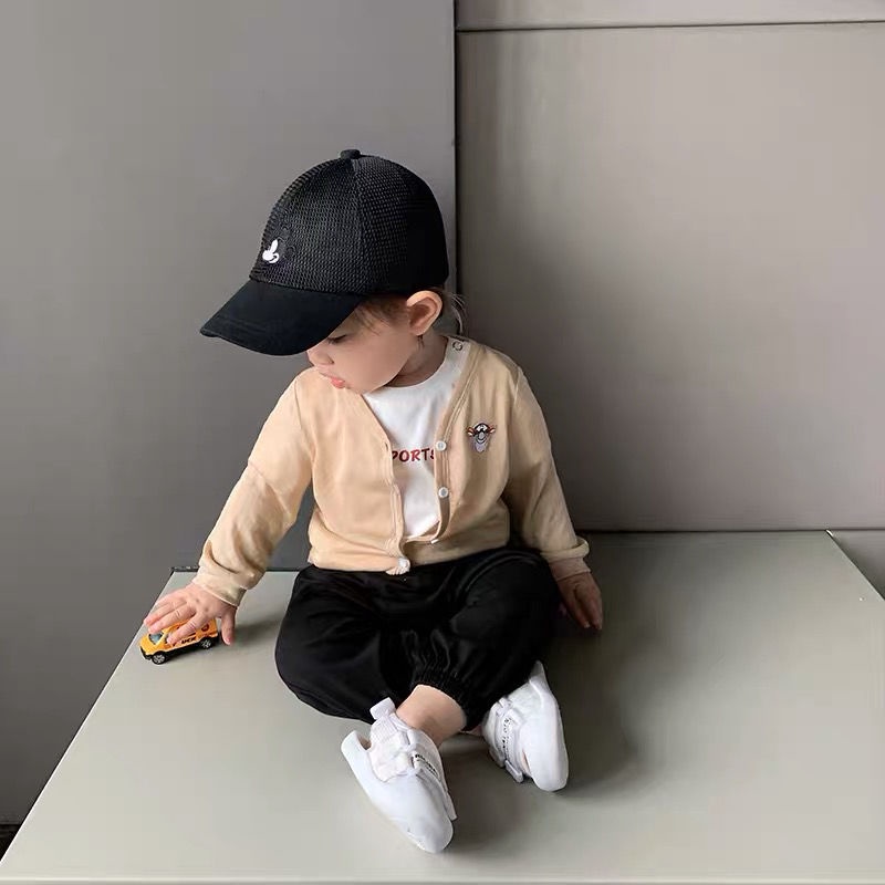 Áo khoác sơ mi Cotton mỏng chống nắng thêu họa tiết hoạt hình dễ thương cho bé