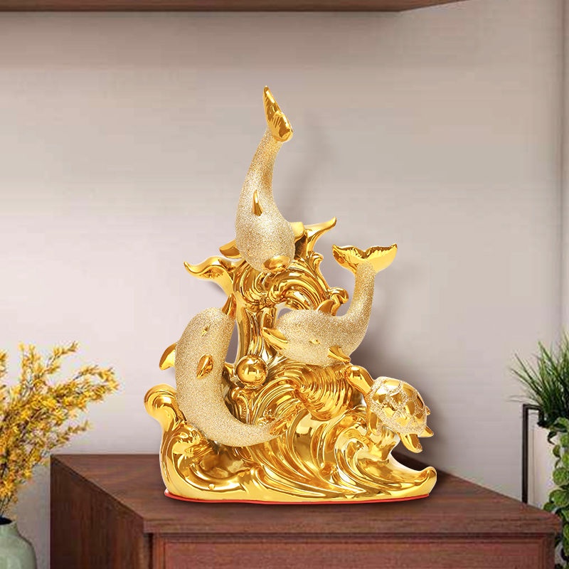 AIMI Cá Heo Sáng Tạo Bắc Âu Trang Trí Nhà Cửa Đồ Trang Trí Đơn Giản Gốm Sứ Mạ Vàng Trang Trí Phòng Khách