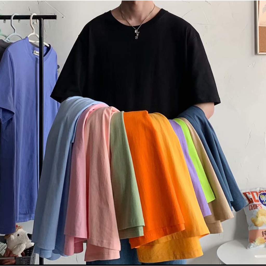 40-105kg Áo thun nam nữ Unisex tay lỡ oversize form rộng 12 màu thời trang bigsize