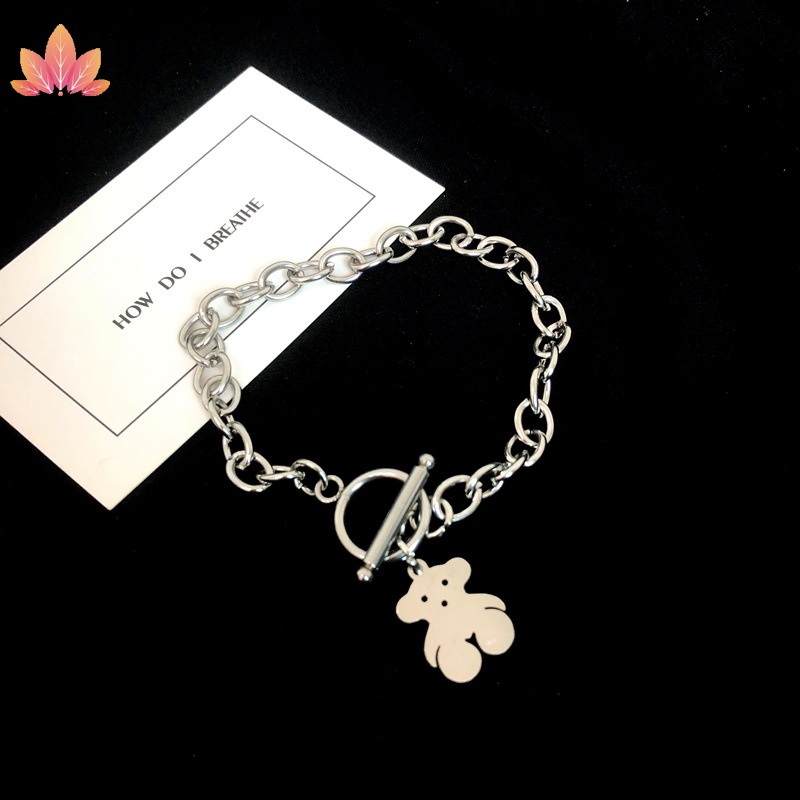 Vòng tay bạc mặt hình gấu dễ thương JP5