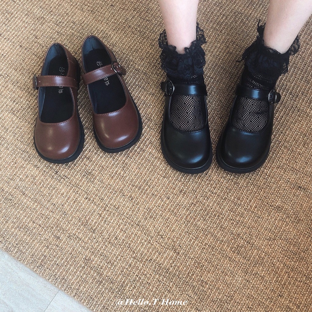 (2 MÀU) Giày đế bằng ulzzang oxford nữ dáng LOLITA nhật bản búp bê trẻ trung cute đơn giản màu đen/nâu đẹp xinh
