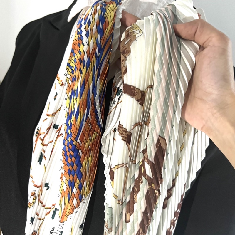 Khăn lụa xếp li size 35x99cm choàng cổ thanh lịch sang trọng